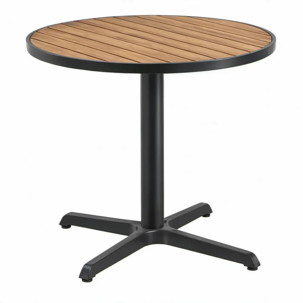 Ronde tuintafel Ø 70 cm, hoogte 74 cm, naturel acaciahout en zwart aluminium
