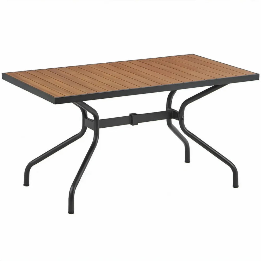 Rechthoekige tuintafel 160 x 90 x 74 cm bruin/zwart van WPC en gepoedercoat staal