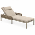Verstelbaar ligbed met armleuningen en kussens, 200 x 75 x 95 cm, beige
