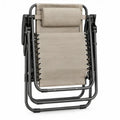 Opvouwbare verstelbare ligstoel met hoofdsteun, 165 x 65 x 110 cm, taupe/zwart