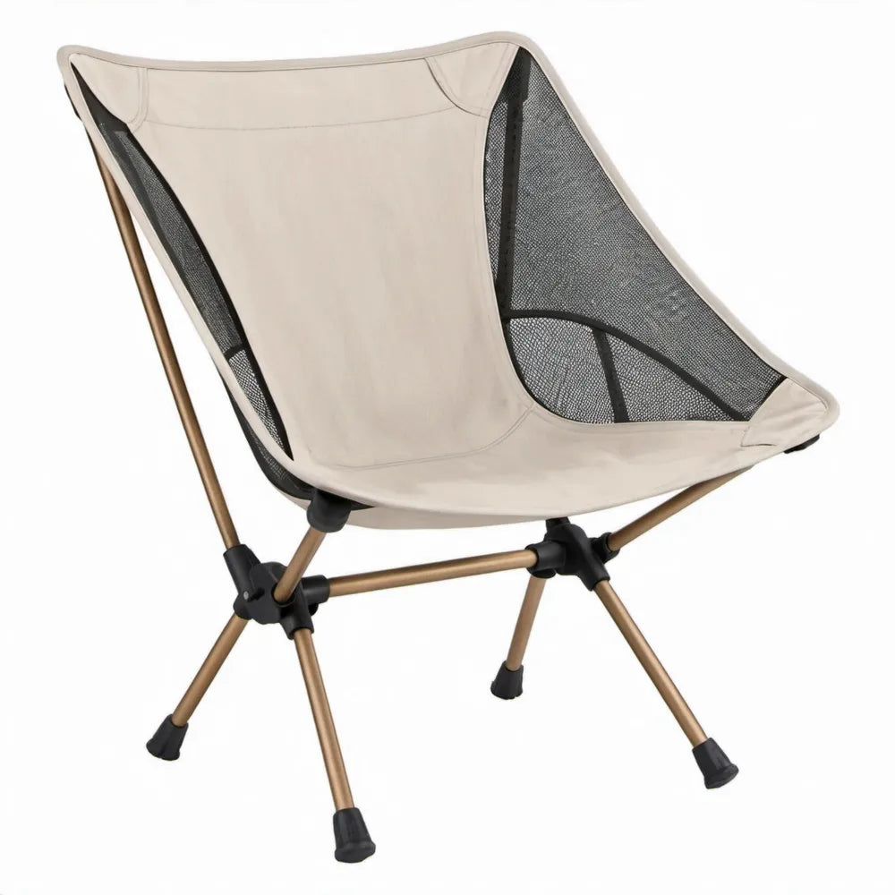 Opvouwbare campingstoel 54 x 50 x 66 cm – Beige, brons en zwart