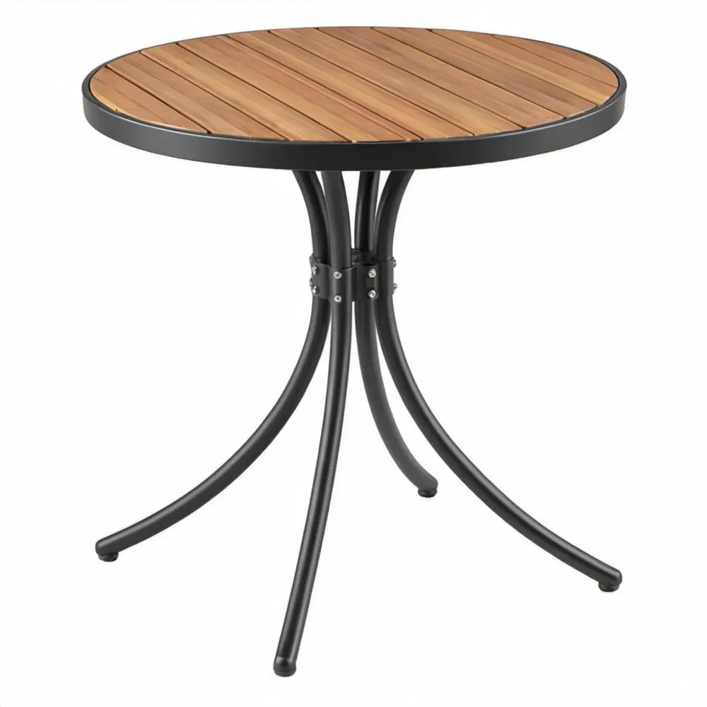 Ronde tuintafel Ø 60 x 70 cm van naturel acaciahout met zwart stalen onderstel