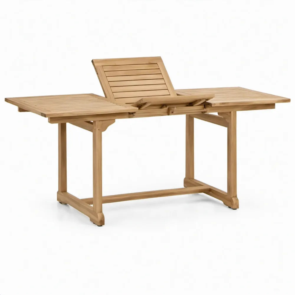 Uitschuifbare rechthoekige tuintafel 180-240 x 100 x 75 cm van massief acaciahout, naturel bruin