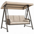 3-persoons tuinschommel met luifel, 200 x 120 x 170 cm, beige/zwart