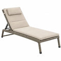 Verstelbaar ligbed 198 x 65 x 32 cm met kussen en hoofdsteun, beige/grijsbruin/zwart, PE-rattan en staal