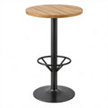 Ronde statafel 60 x 110 cm van massief acaciahout en staal – Naturel/Zwart
