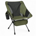 Opvouwbare campingstoel groen/zwart/grijs met bekerhouder en opbergvak, 80 x 52 x 85 cm