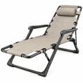 Verstelbare inklapbare ligstoel met hoofdkussen 165 x 65 x 110 cm Beige/Zwart