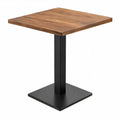 Vierkante tuintafel 70 x 70 x 75 cm van massief acaciahout en zwart staal