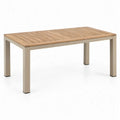 Rechthoekige tuintafel 160 x 90 x 75 cm van naturel acaciahout en beige aluminium